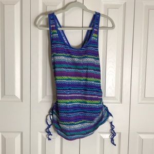 Tropical Escape blue patterned swim tankini SZ 18